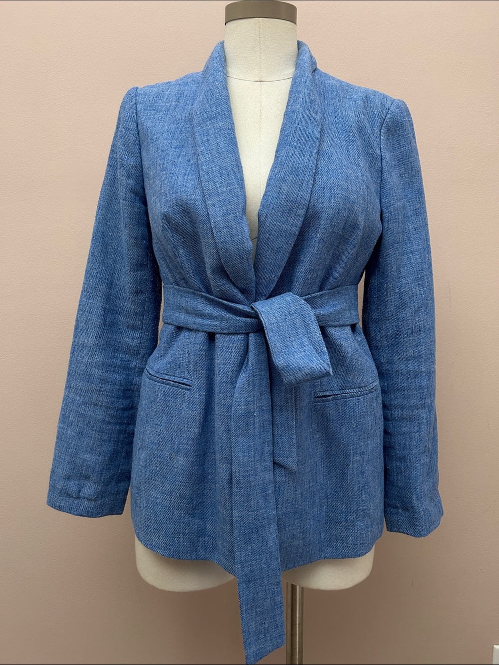 Banana Republic Linen blend blue Blue Belted Women's Lightweight blazer 4